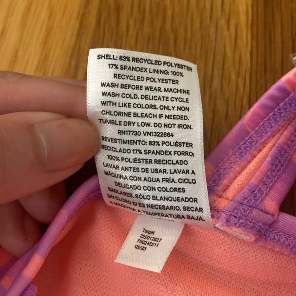 NWT Art Class Girls Pink and Purple Checkered One Piece Swimsuit Size XL