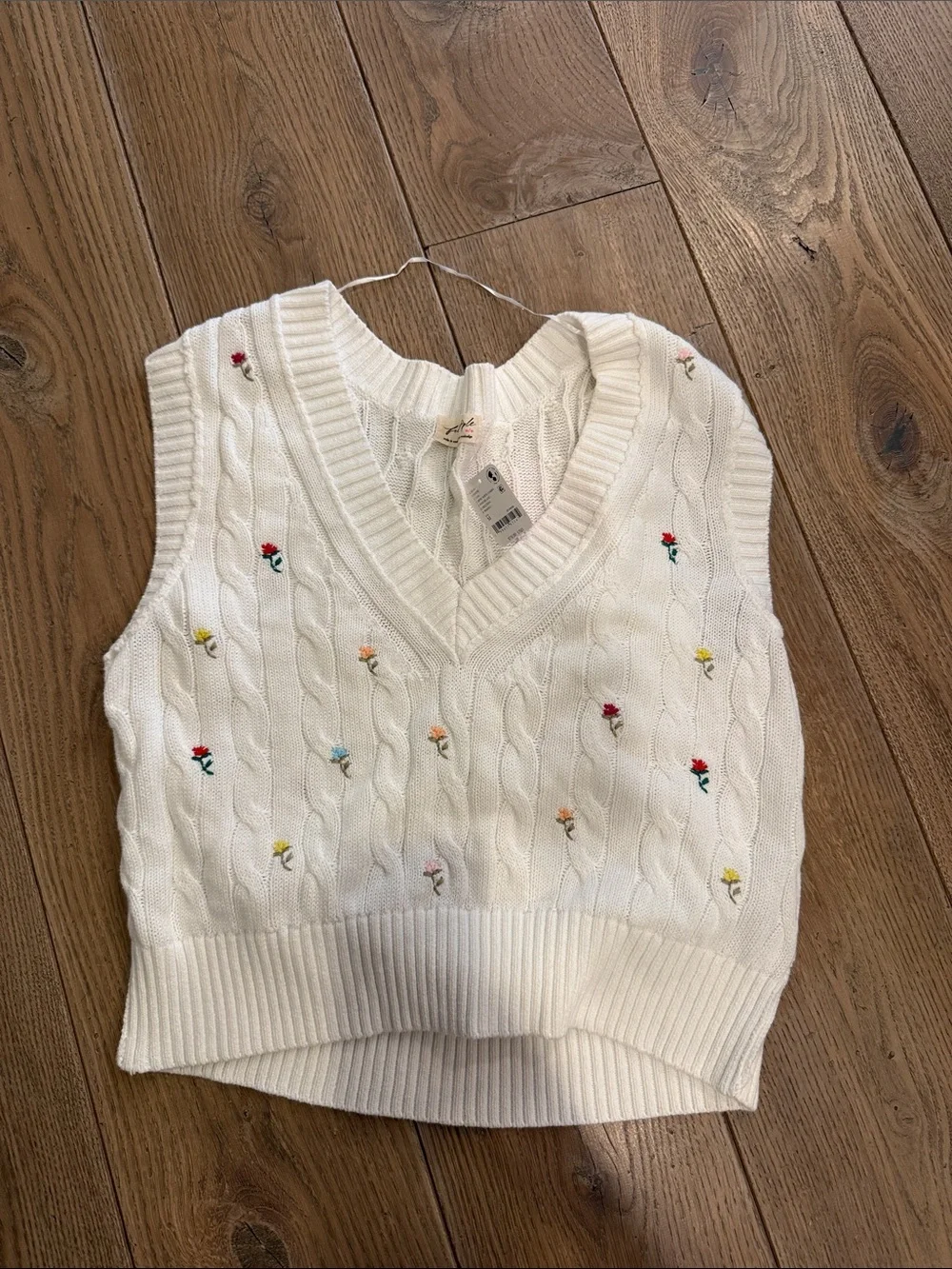 FREE PEOPLE Plumeria Floral Vest in Optic White Combo NWT