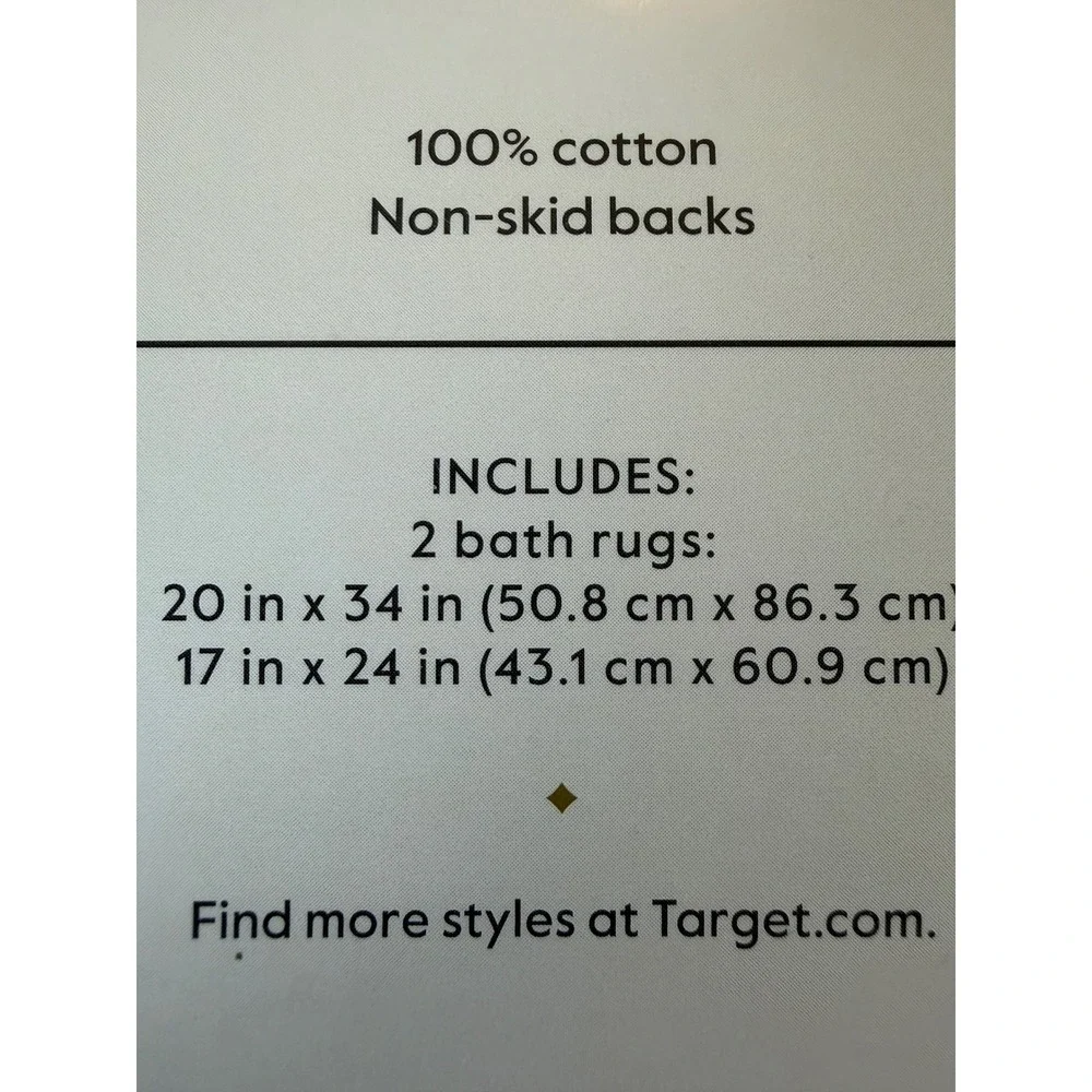 New Threshold Performance Textured Cotton Non-Skid Bath Rug Set 20x34