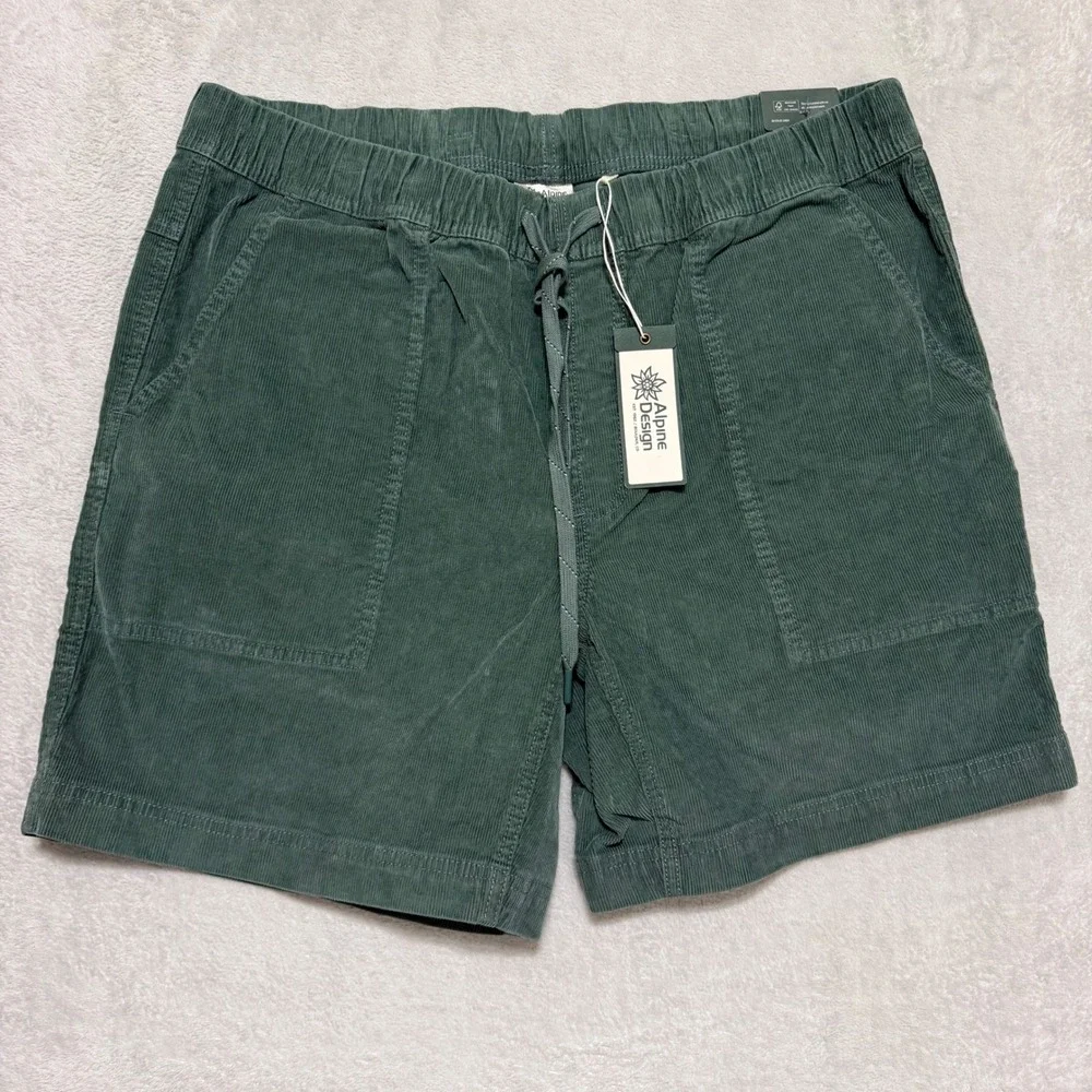 Alpine Design Hike Cord Short Mens Large Faded Evergreen Corduroy Activewear