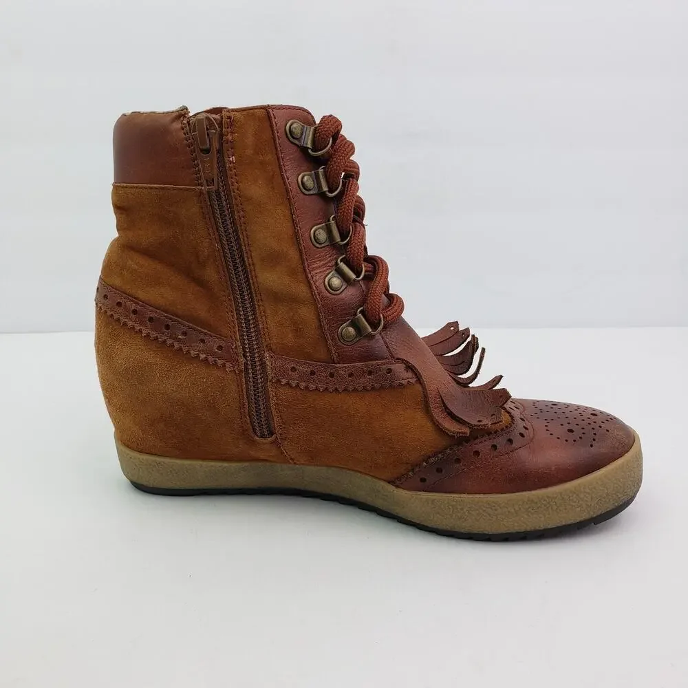 Sundance Mam' Zelle Womens Size EU 38 US 7.5-8 Brown Leather Wedge Western Shoes
