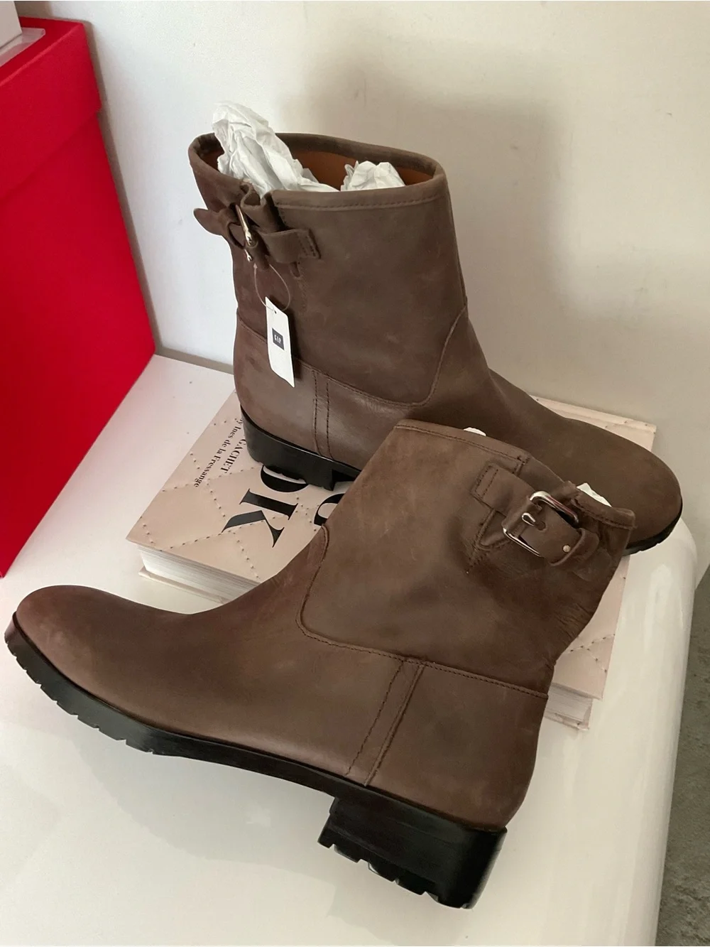 GAP Brown Leather Booties Size 10