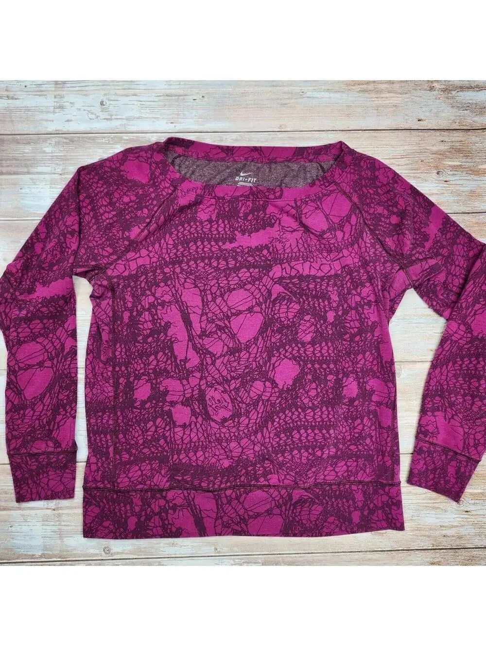 Nike Women's Pinky Purple Dri-FIT Long Sleeve Activewear Top - Large