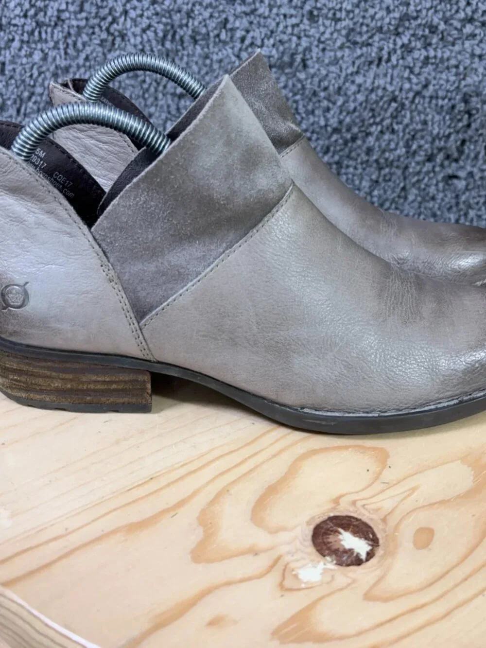 Born Boots Karava Womens Size 8.5 Suede Leather Gray Slip On Ankle Booties