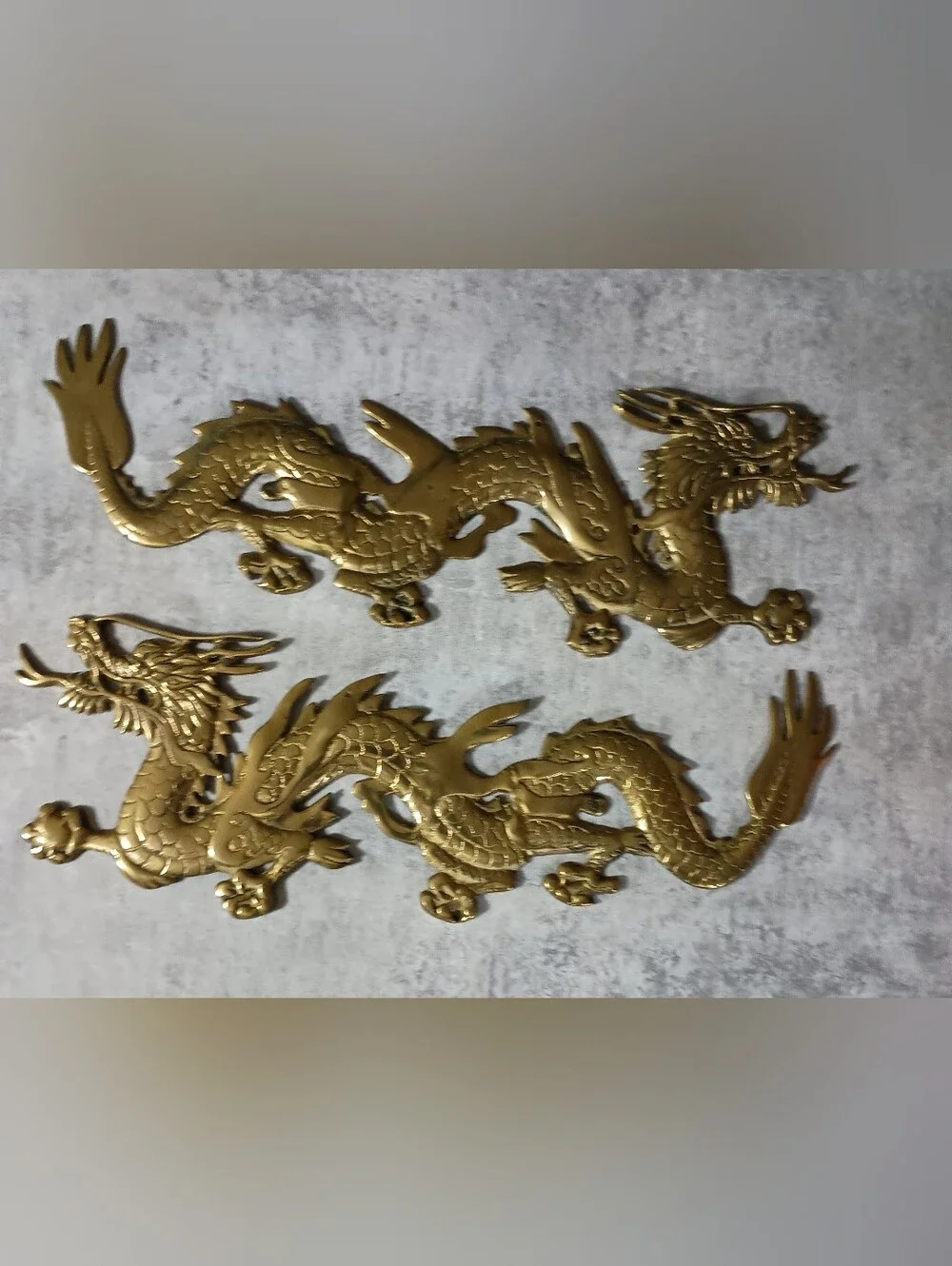 Brass Gold Dragon Wall Decor Pair - Decorative Home Accent 24