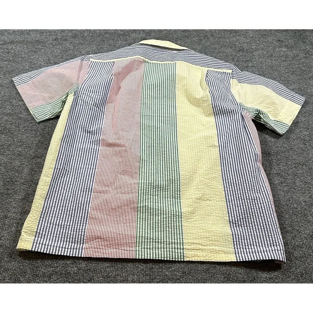 Polo Ralph Lauren Men's M Multicolor Seersucker Loop Collar Preppy Summer Shirt