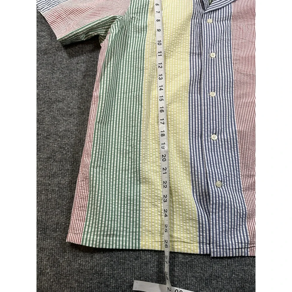 Polo Ralph Lauren Men's M Multicolor Seersucker Loop Collar Preppy Summer Shirt