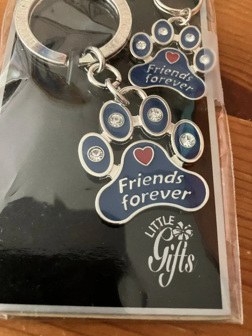 Keychain and Charm set Paw Friends forever Little Gift Navy Blue Metal