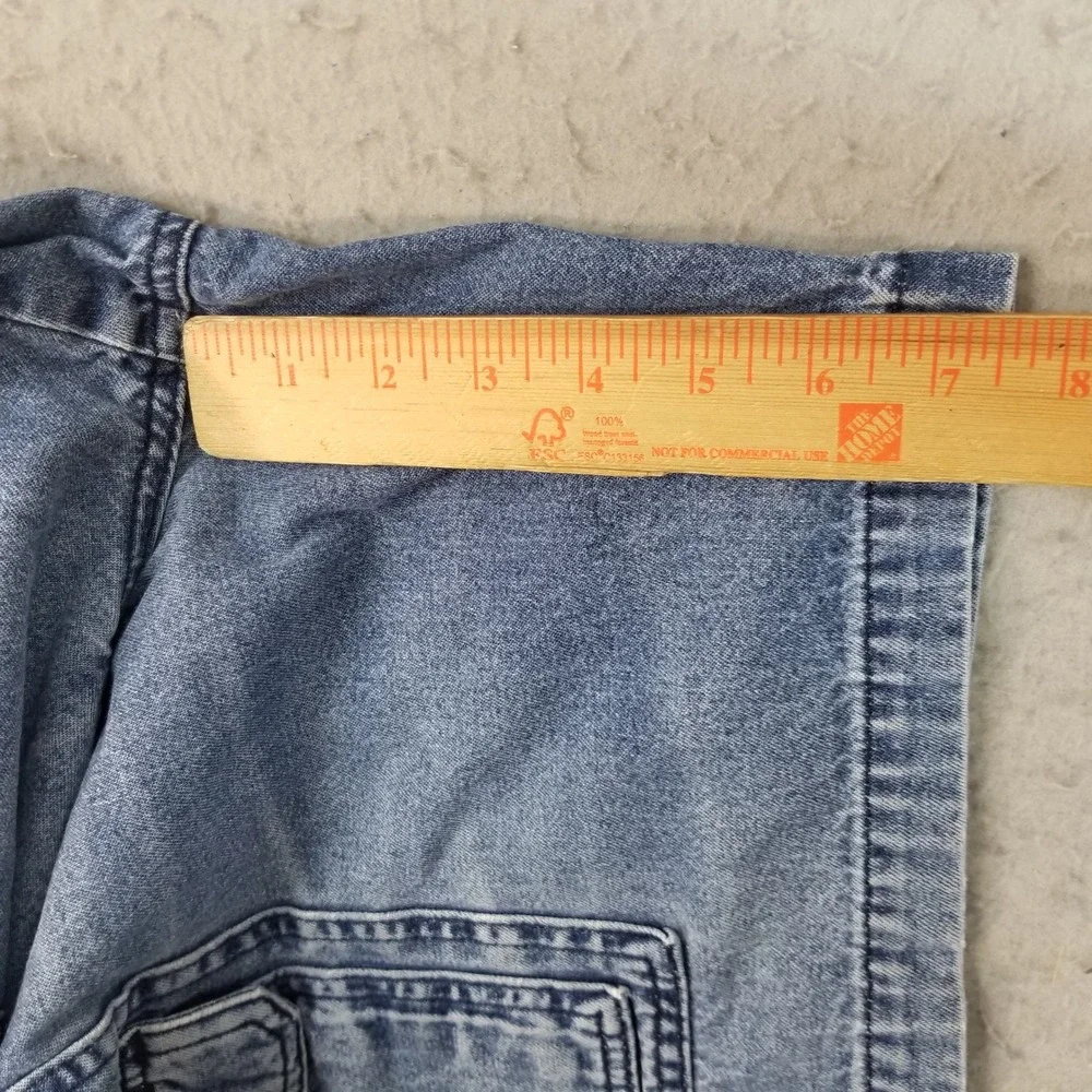 Savane Cargo Shorts Mens 38 Blue Denim Retro Elastic Waist Utility Pockets