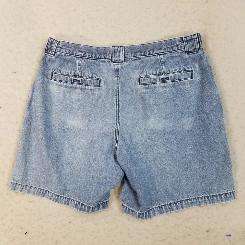 Savane Cargo Shorts Mens 38 Blue Denim Retro Elastic Waist Utility Pockets