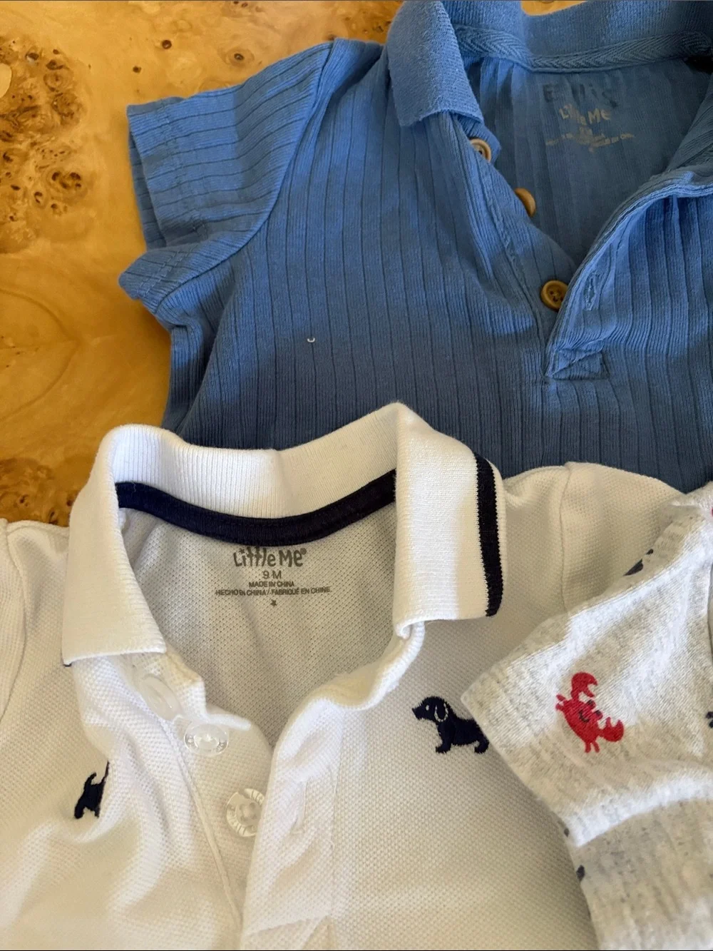 Little Me crab rompers baby