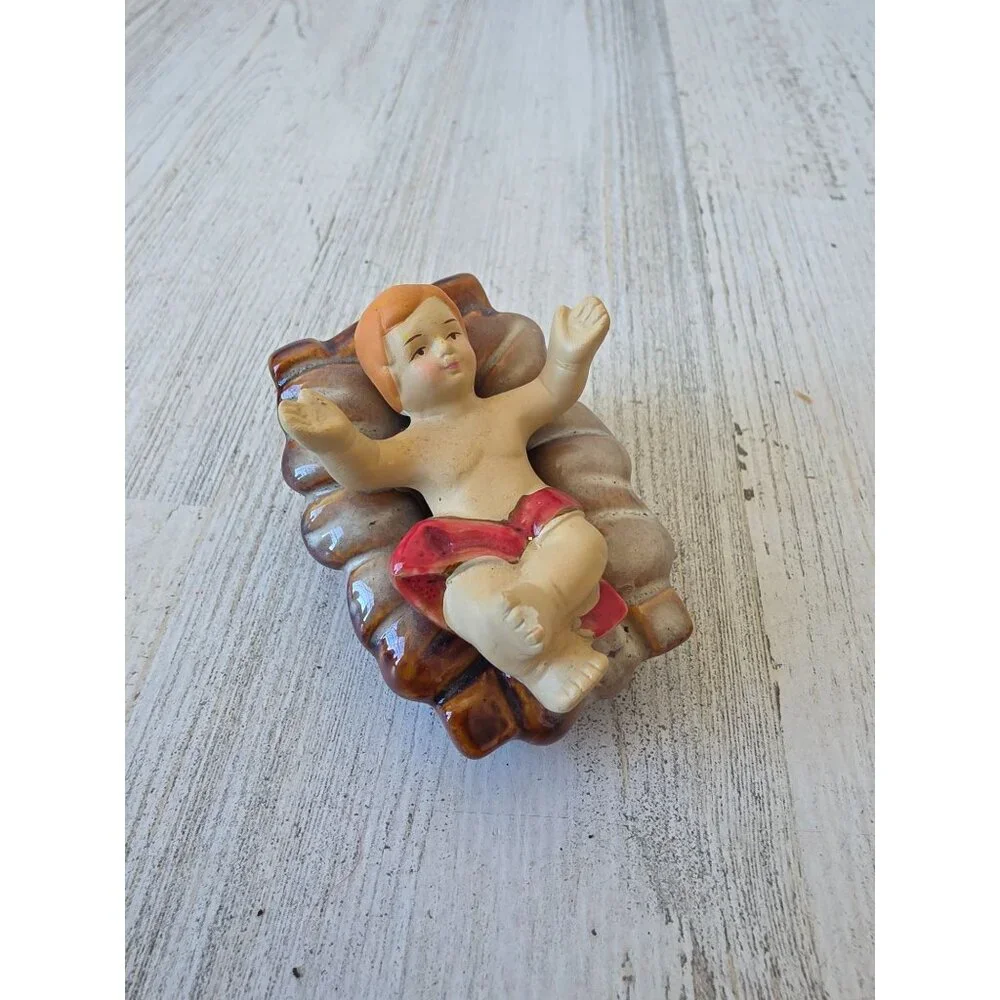 Vintage Avon baby‎ Jesus nativity statue decor crib manger