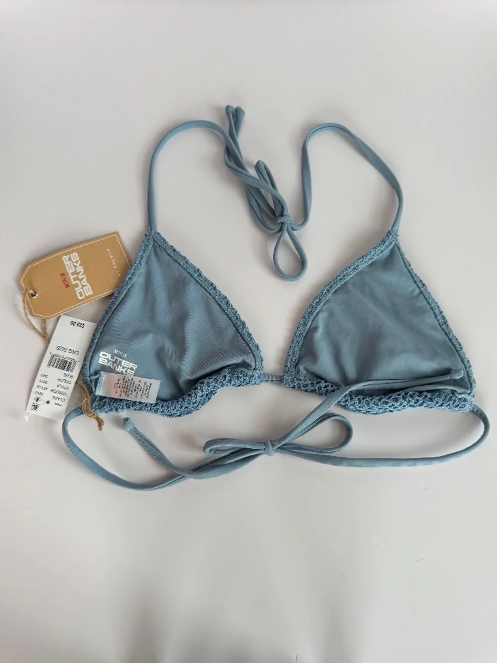 PacSun Outer Banks Blue Crochet Triangle Bikini Top Large NWT