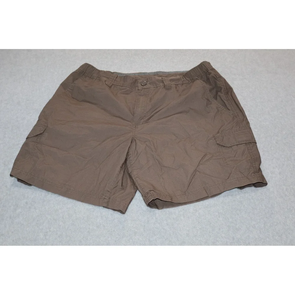Columbia Cargo Shorts Men 38 Brown Cotton Elastic Waist Outdoor Casual 8