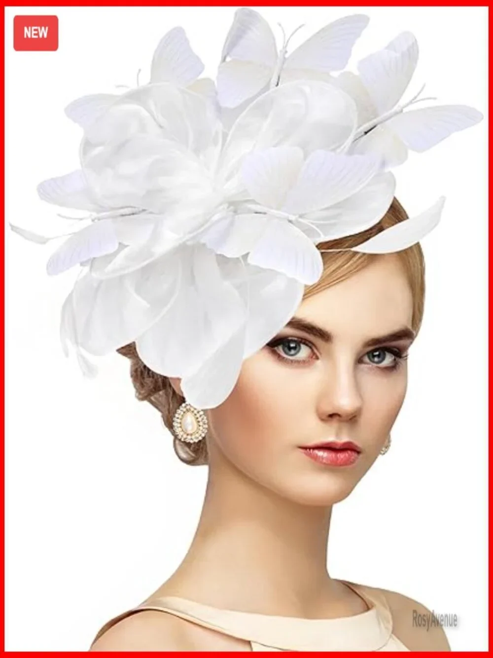 Organza Derby Fascinator Hat with Butterfly Accents and Hairpin
