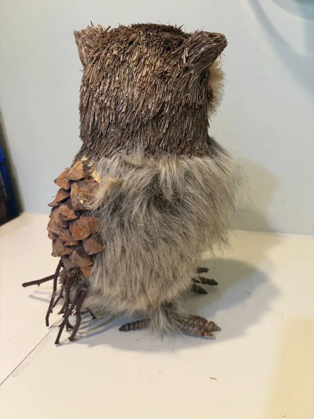 HALLOWEEN RUSTIC WOODLAND OWL MADE FROM SISAL TWIGS AND PINECONES 14