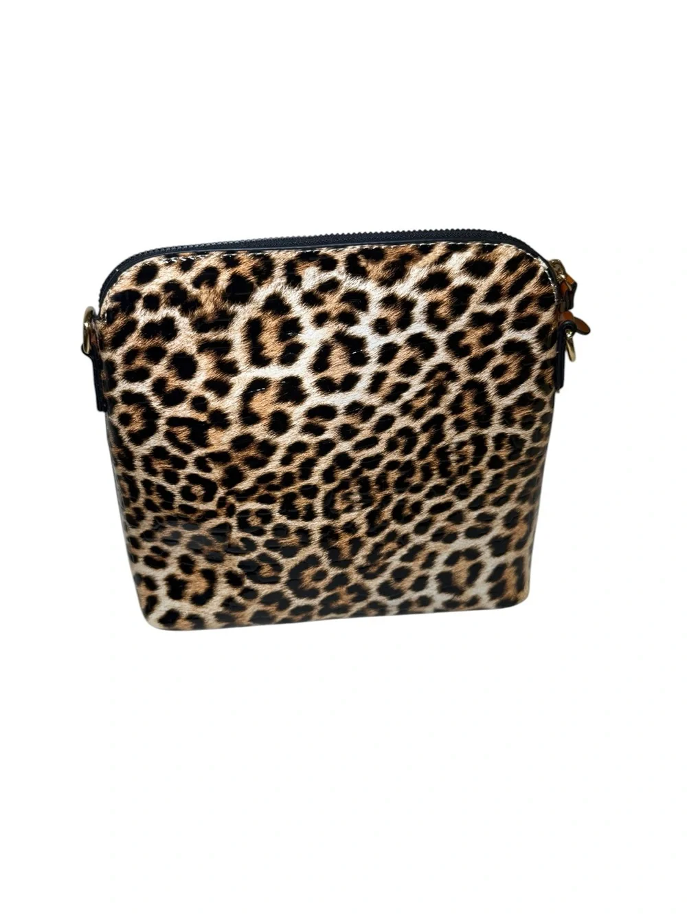 NWT Vegan Patent Leather Leopard Print Satchel Handbag