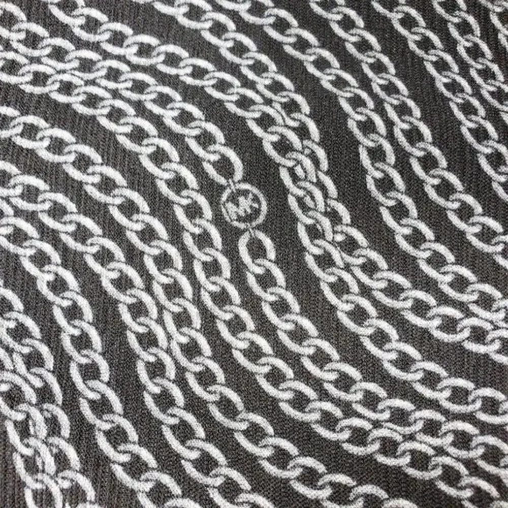 Michael Kors Chain Print Top Women Size PXL Black Silver Short Sleeve NEW