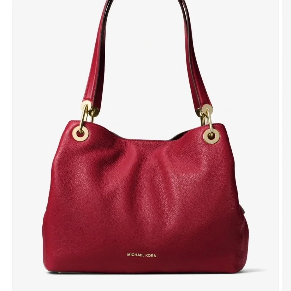 MICHAEL KORS  Raven Large Leather Shoulder Bag, burgundy