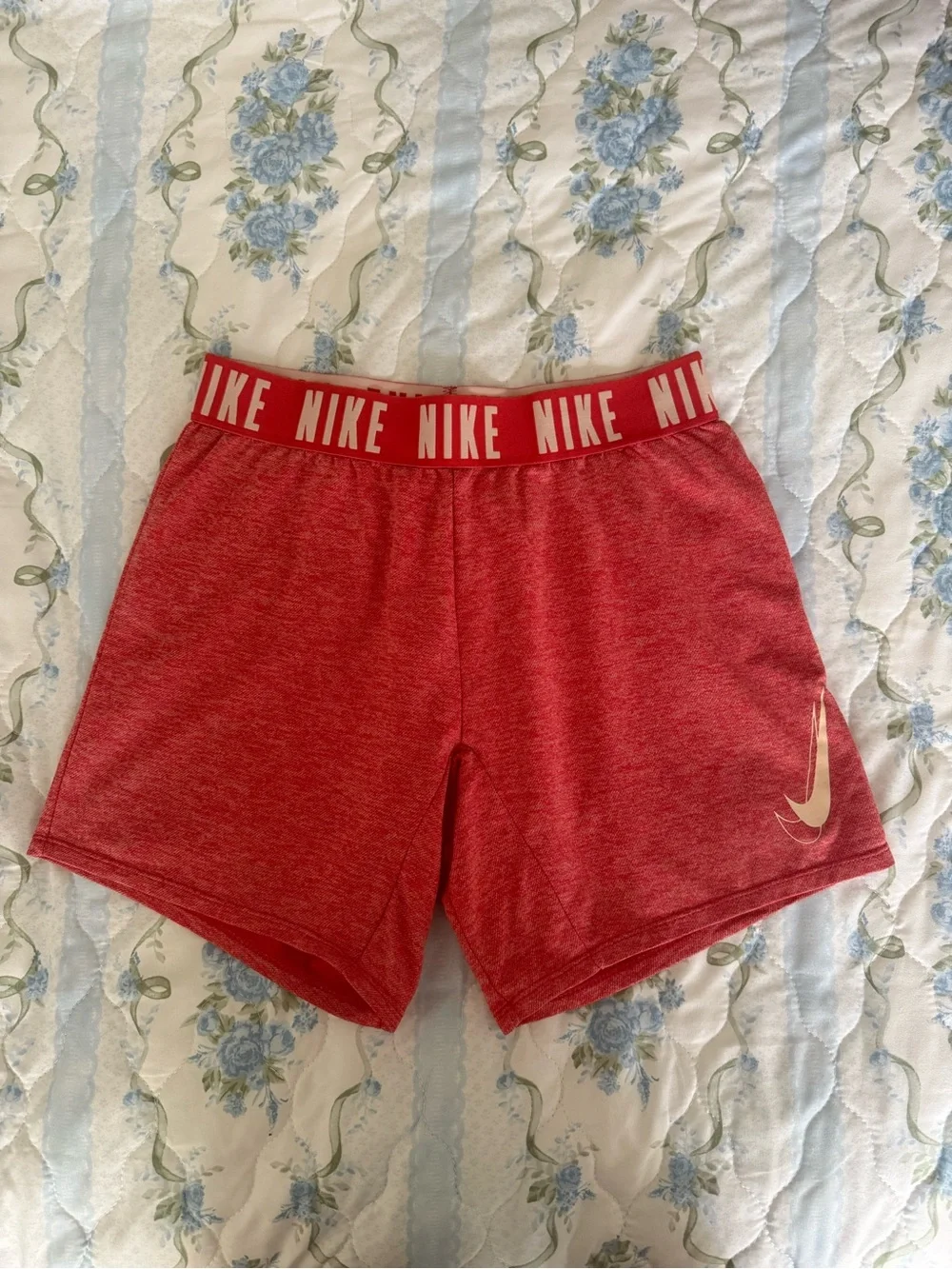 Nike Women’s Red Athletic Shorts with Branded Elastic Waistband