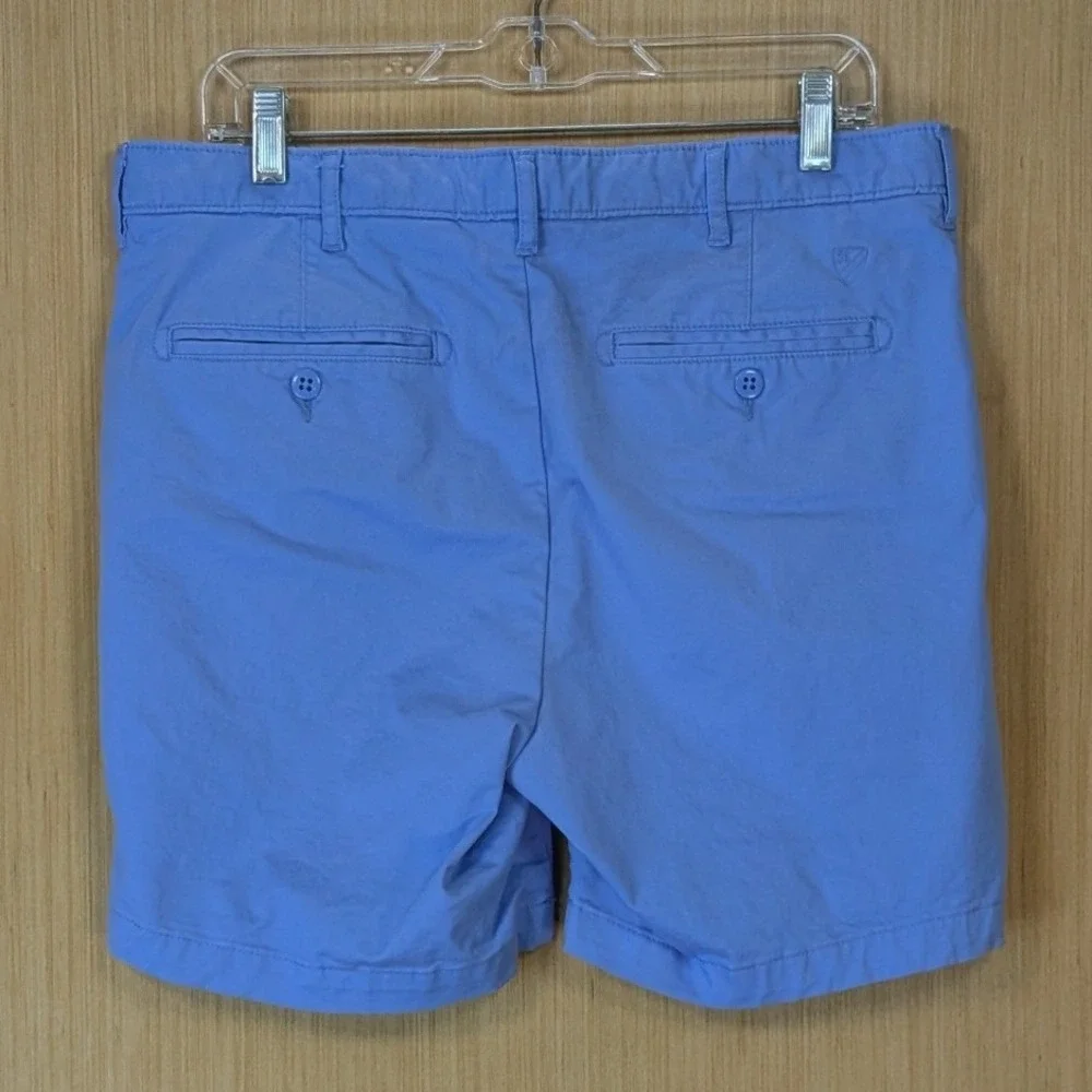 Cremieux Men 34 Blue Comfort Stretch Chino Shorts Flat Front Cotton Blend Golf