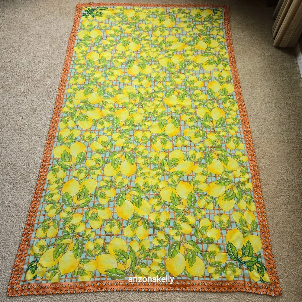 Calypso St. Barth Cotton Lemon Scarf Sarong Embroidered