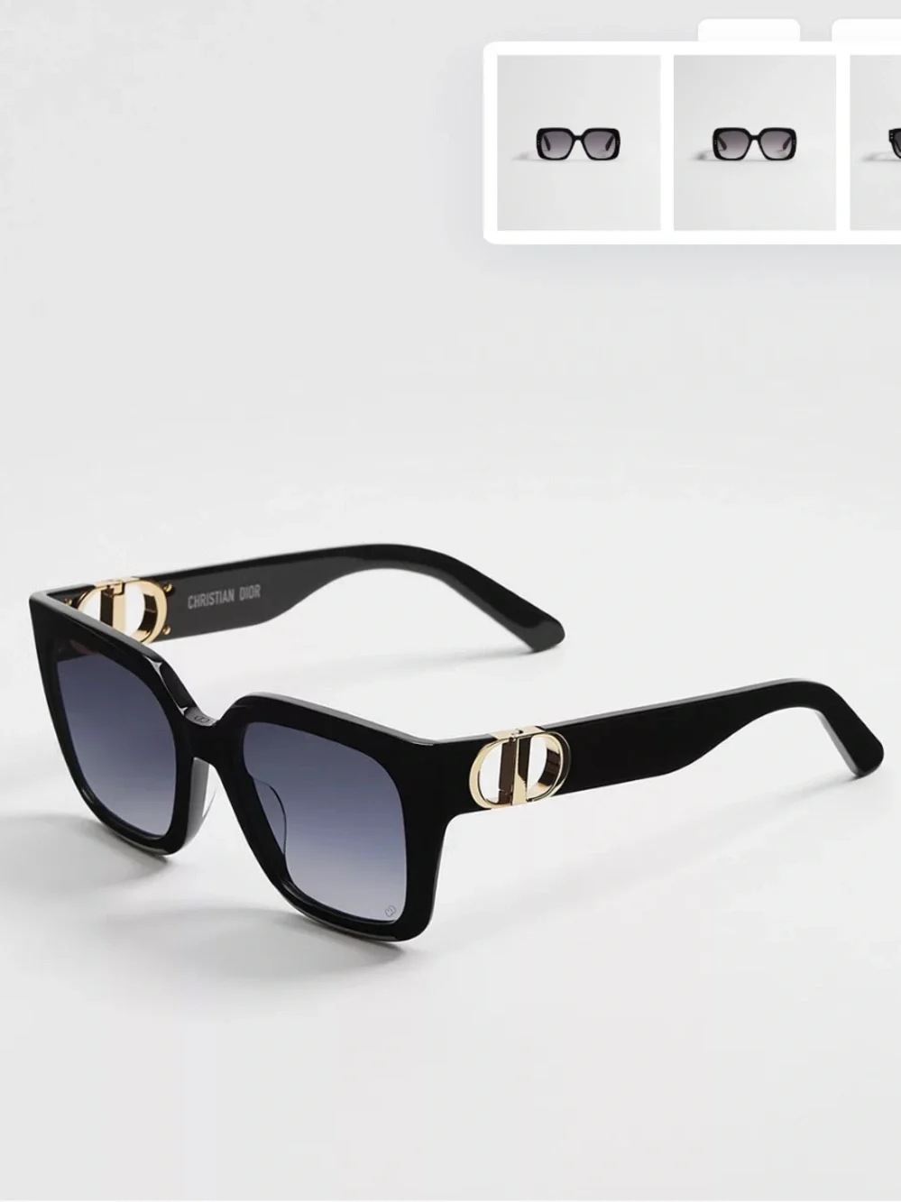 Dior Black Square Sunglasses with Gold CD Temples (30Montaigne S8U)