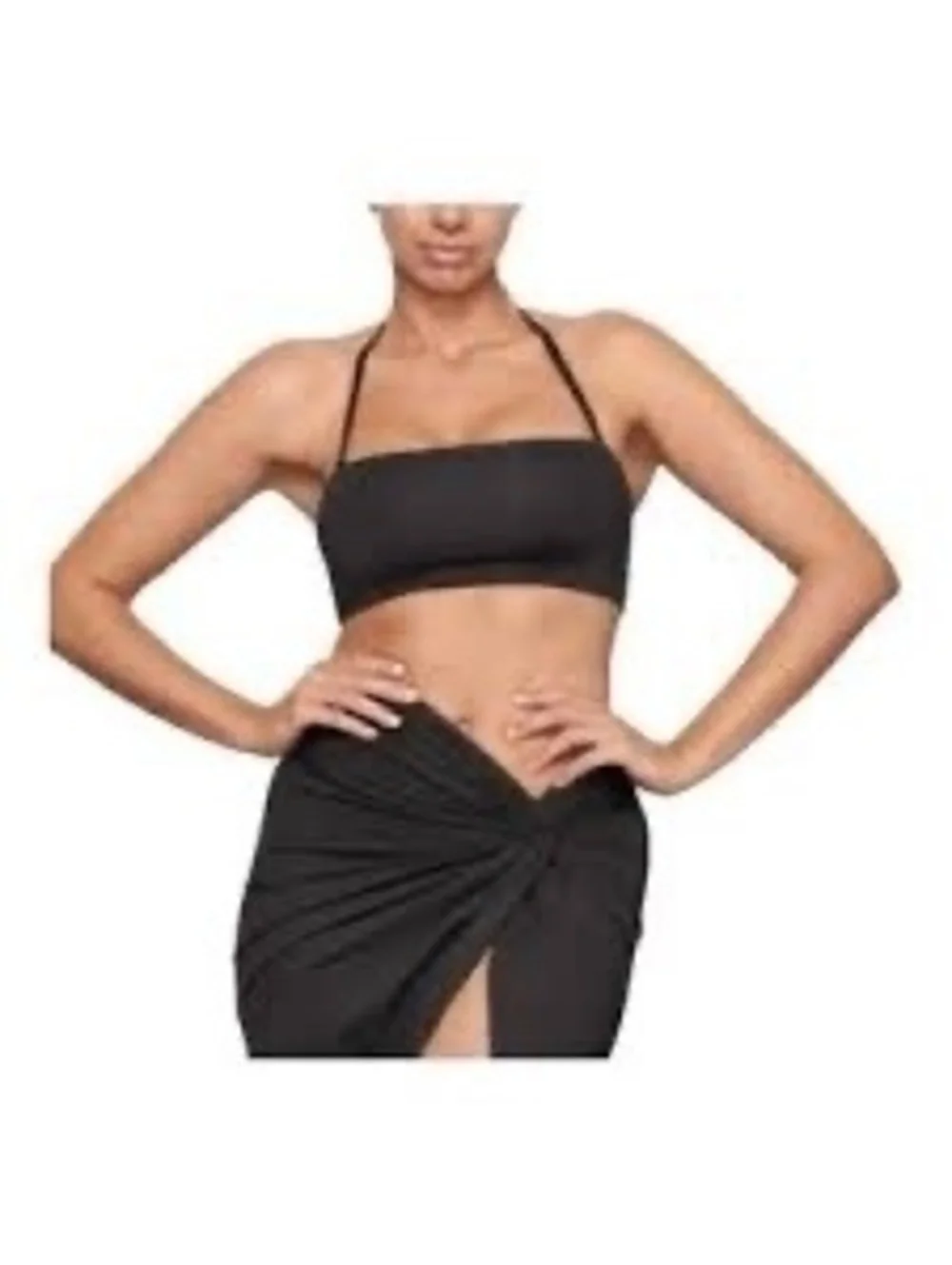 SKIMS signature Swim Bandeau Bikini Top & swim dipped tie bottom -SET in Onyx