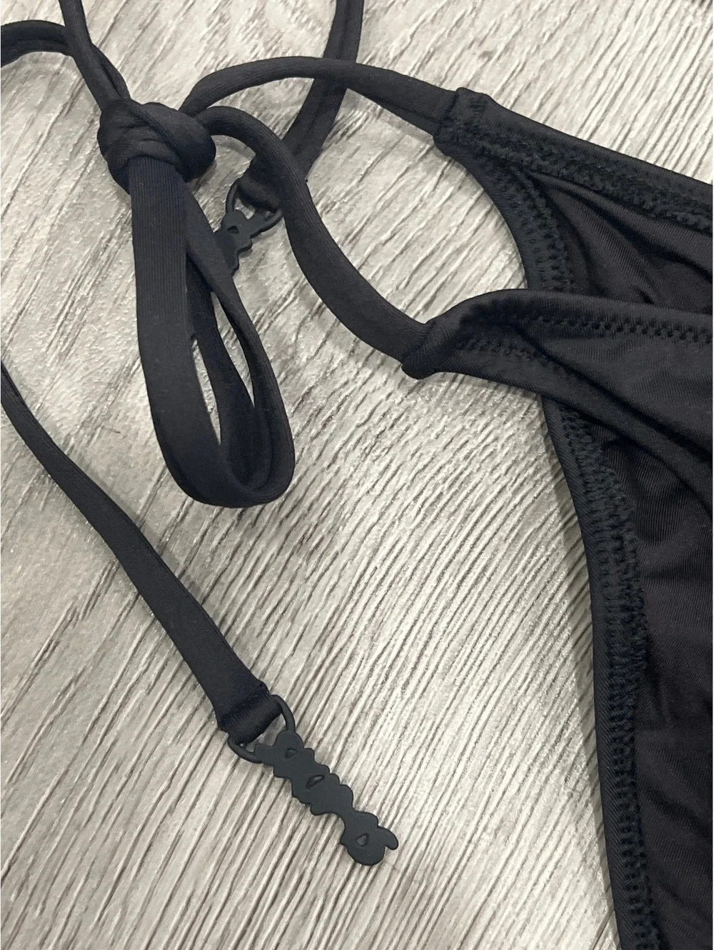 SKIMS signature Swim Bandeau Bikini Top & swim dipped tie bottom -SET in Onyx