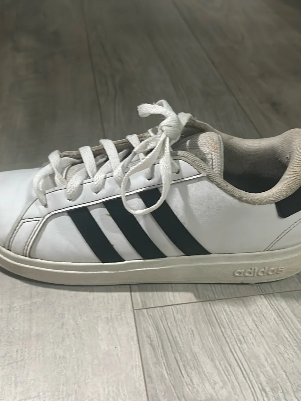 adidas White Sneakers with Black Stripes