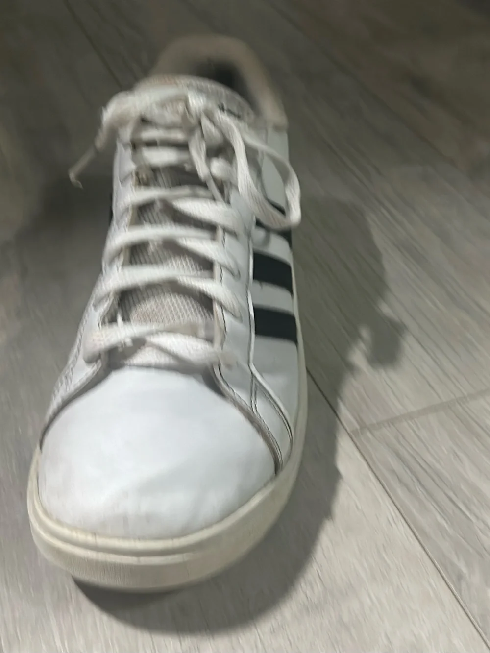 adidas White Sneakers with Black Stripes