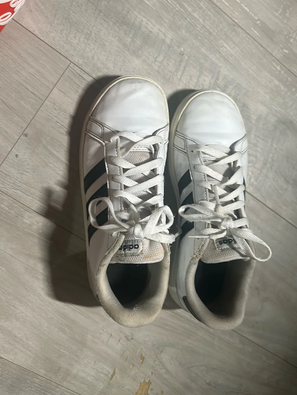 adidas White Sneakers with Black Stripes