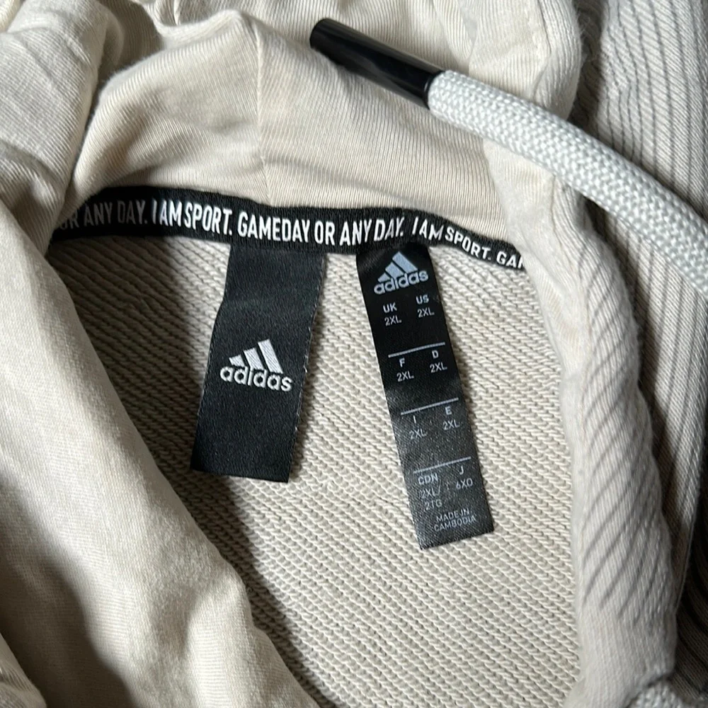 Adidas Cream Gray Hoodie Sweatshirt