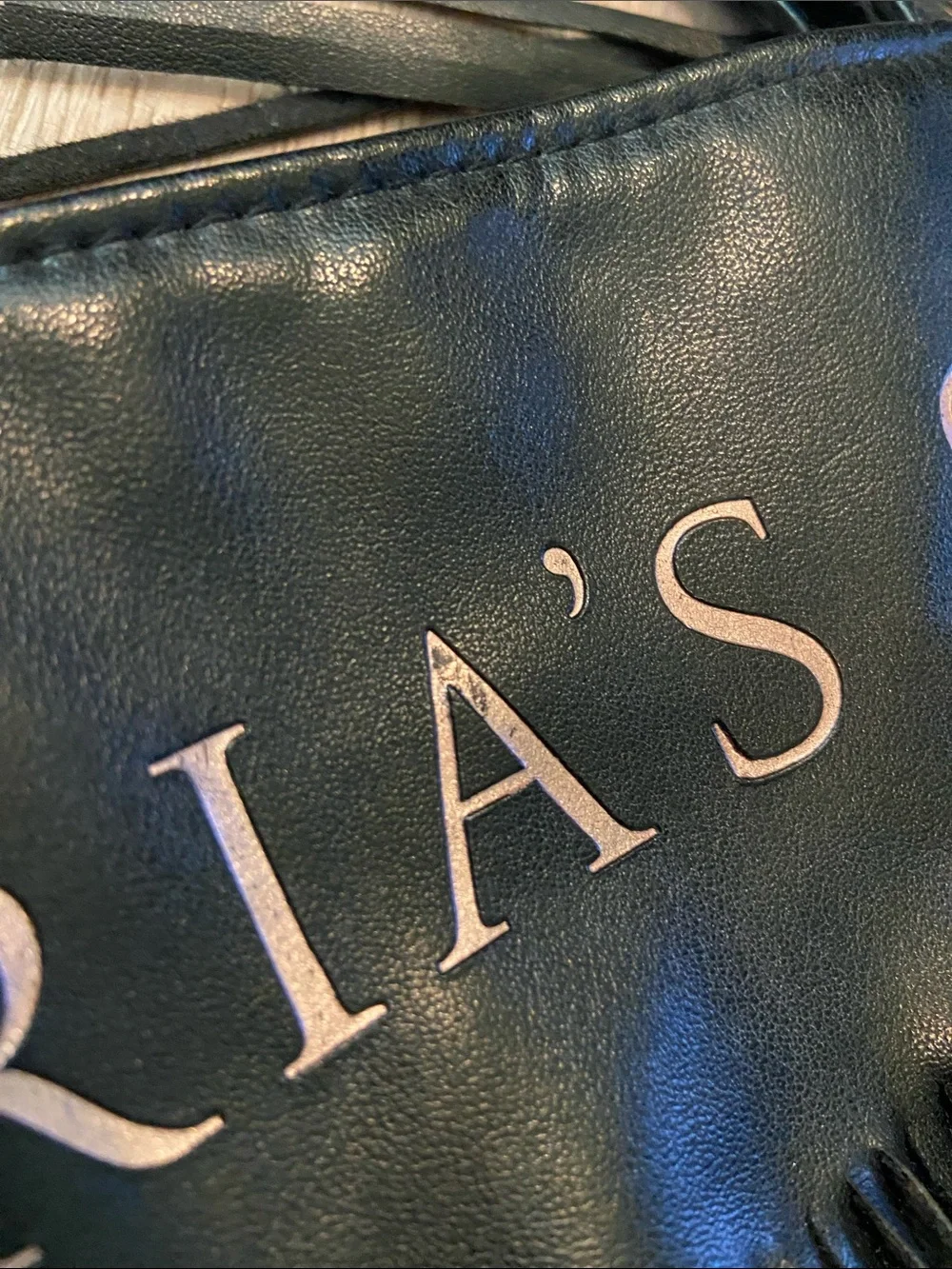 Victoria's Secret Black Fringe Faux Leather Tote with Logo Edgy