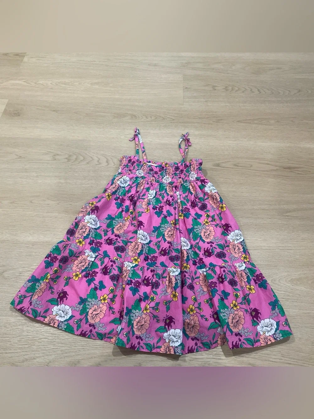 Janie and Jack Pink Floral Sundress with Multicolor Flowers
