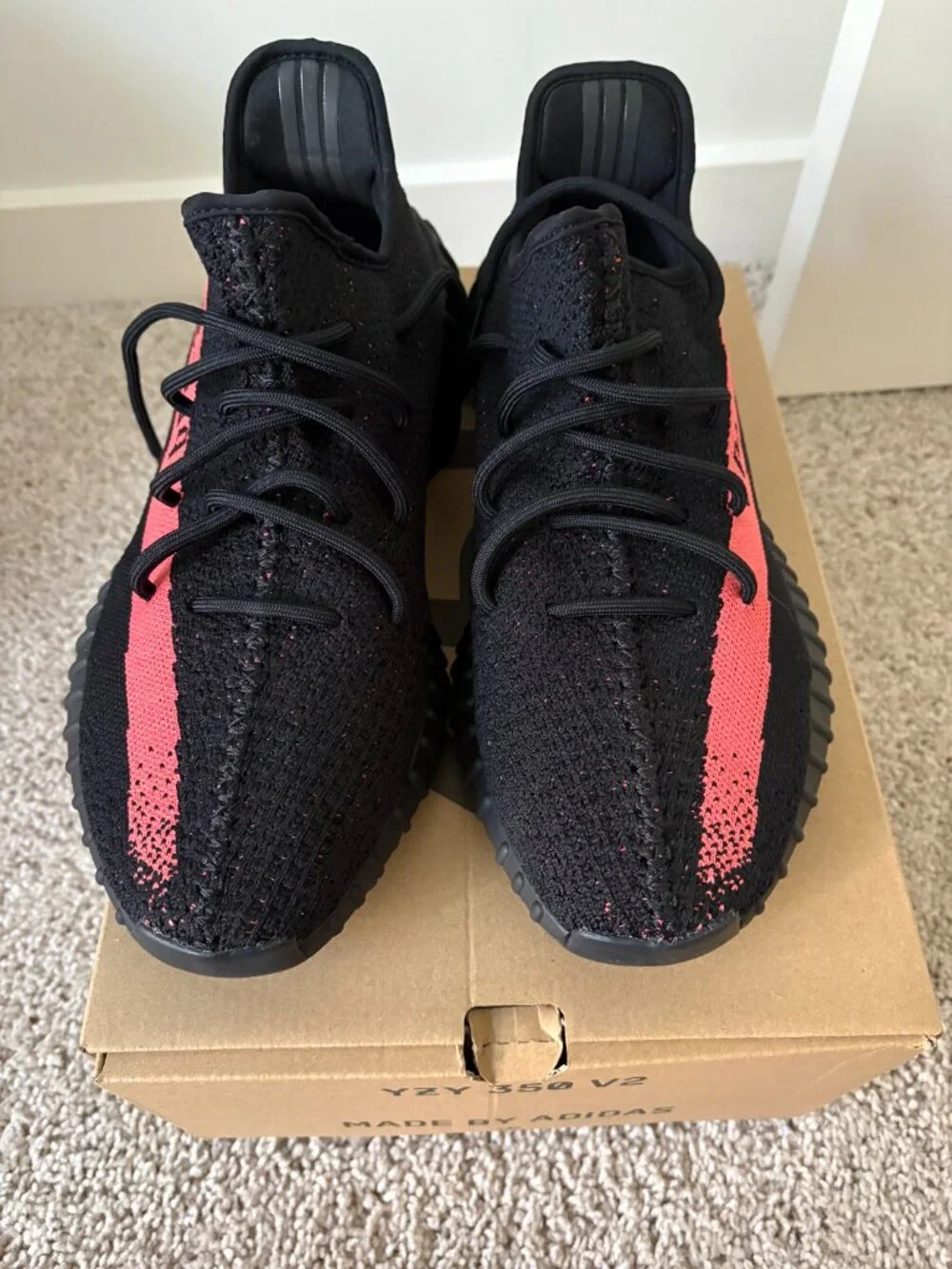 Adidas Yeezy Boost 350 V2 Red Stripe Core Black