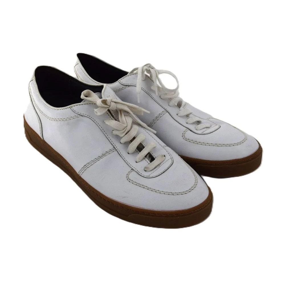 Bruno Magli Dominico Sneaker Mens 13 White Good Leather Low Top Gum Sole NWOT