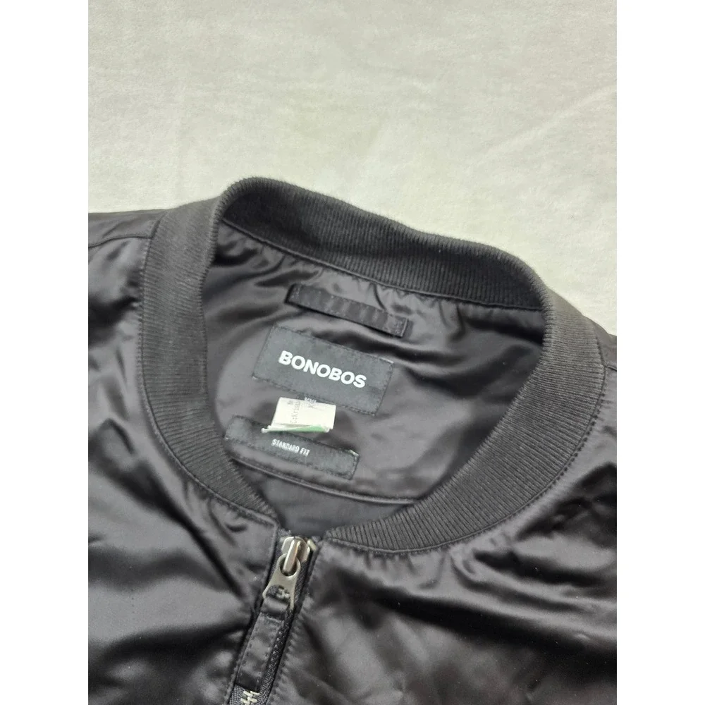 Bonobos Satin Bomber Jacket Mens 2XL Black Standard Fit Full Zip