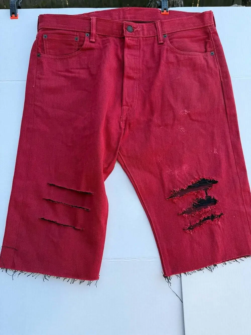 Levi Strauss & Co. 501 Original Fit Red Denim Cut-Off Shorts