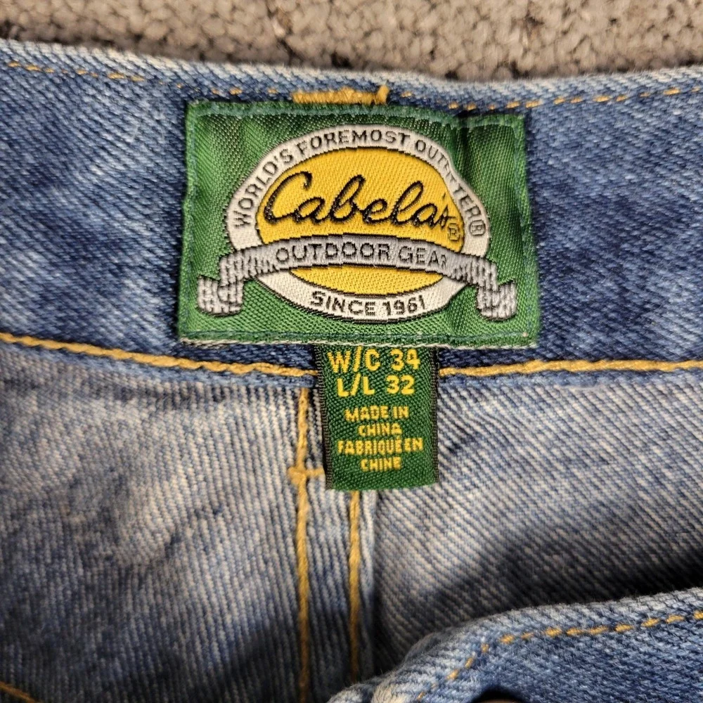 Cabelas Jeans Mens 34x32 Blue Brushguard Straight Leg Hunting Workwear Denim