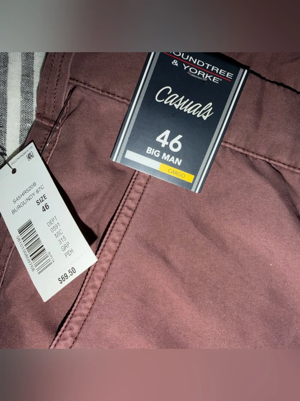 Roundtree & Yorke men’s big and tall Mauve-Brown and gray Cargo Shorts size 46