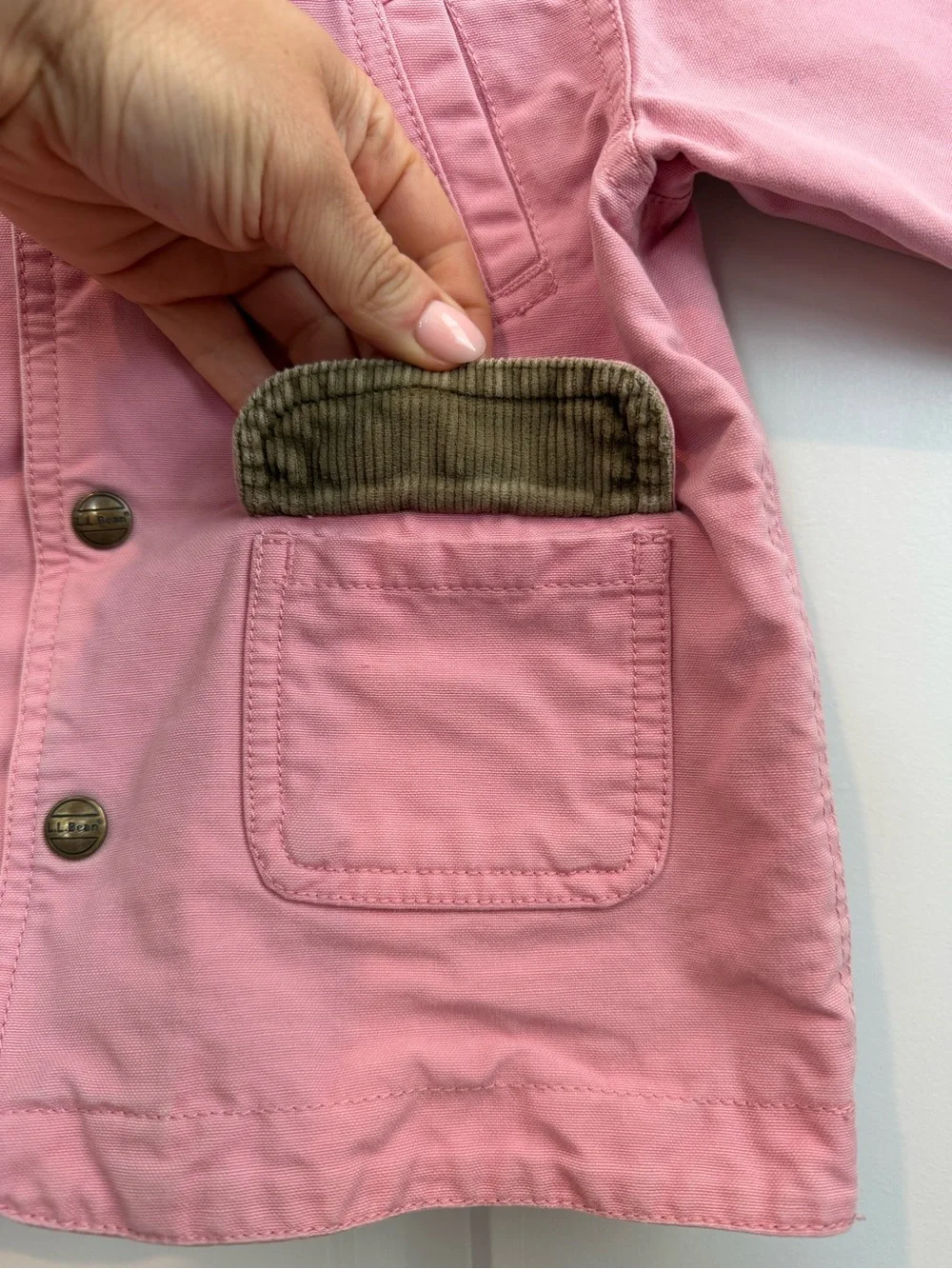 Vintage L.L. Bean Girls Chore Barn Canvas Coat Utility Jacket in Pink Size 2T