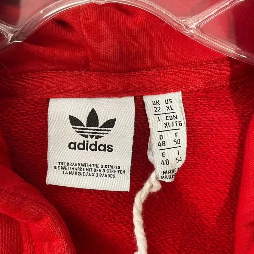 Adidas Red Trefoil Logo Hoodie Pullover Streetwear Style Size XL Men's