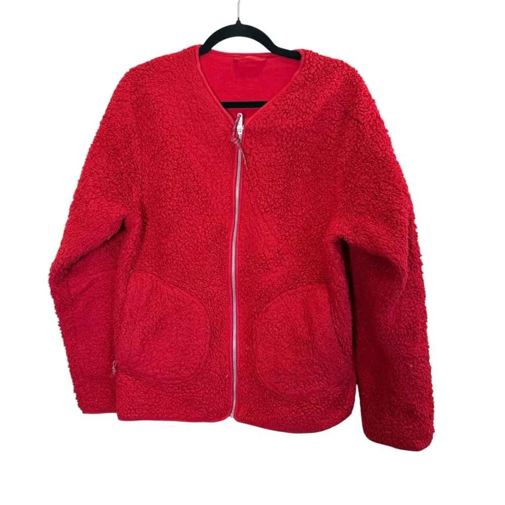 Lululemon Women’s Red Teddy Crop Jacket with Zip Front Sz 8