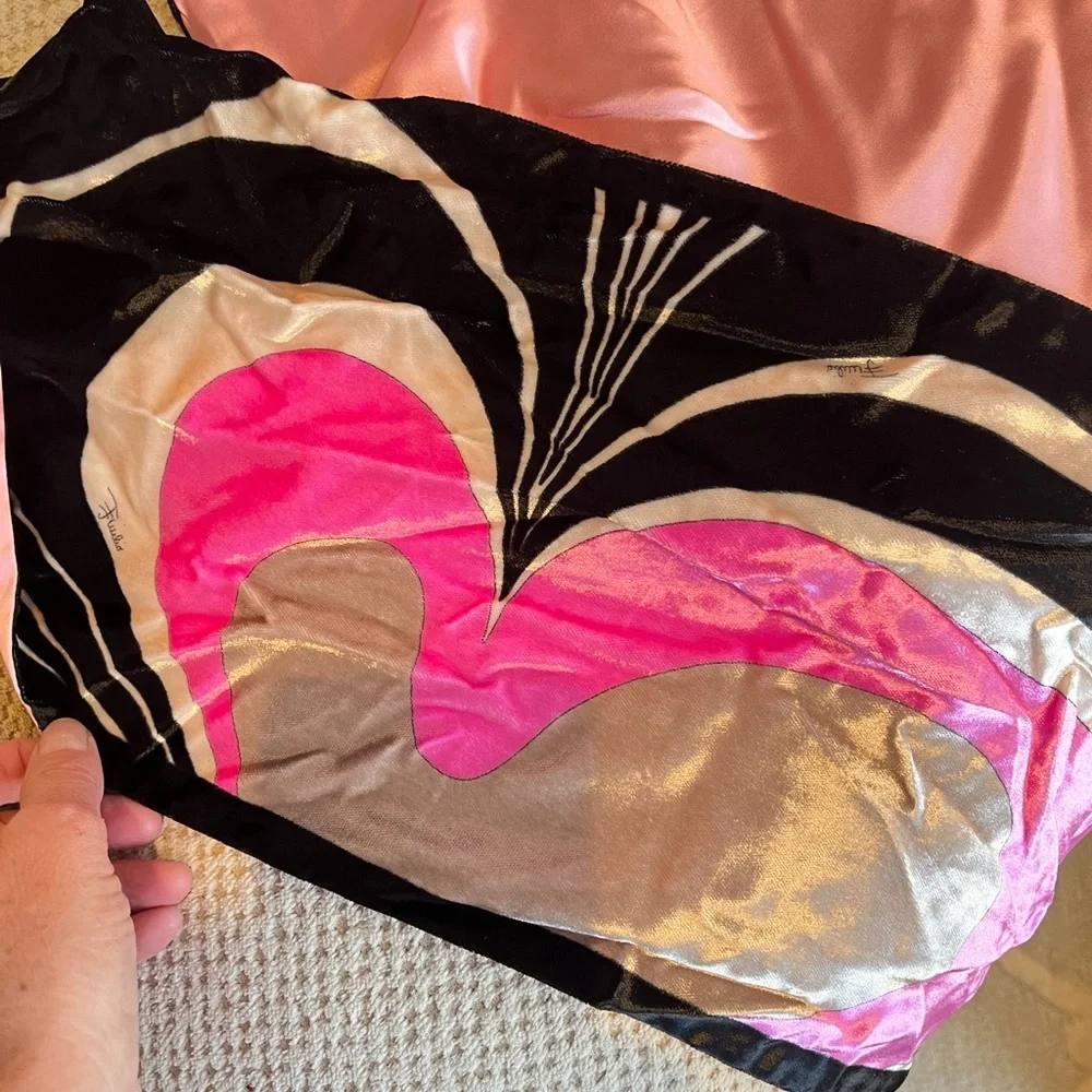 Emilio Pucci Pink Abstract Velvet Scarf