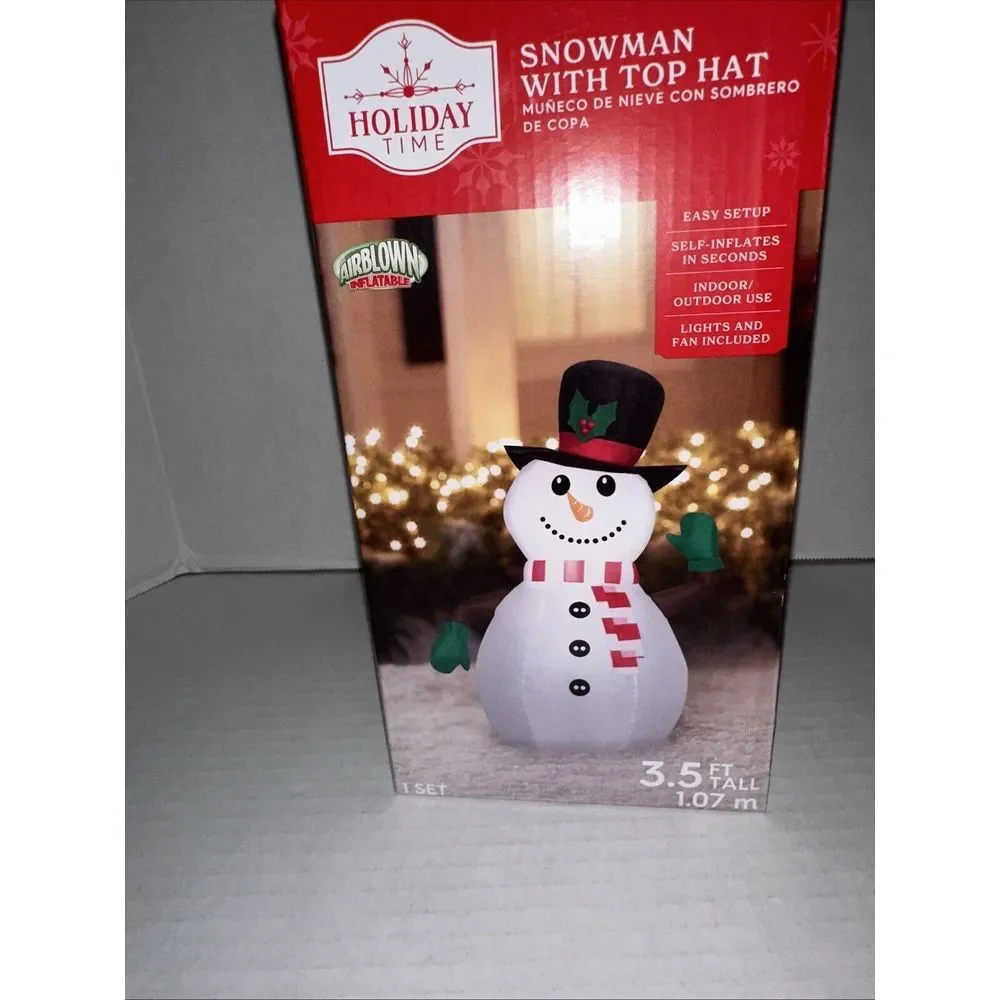 HOLIDAY TIME 3.5‎ FT TALL SNOWMAN AIRBLOWN INFLATABLE OUTDOOR INDOOR