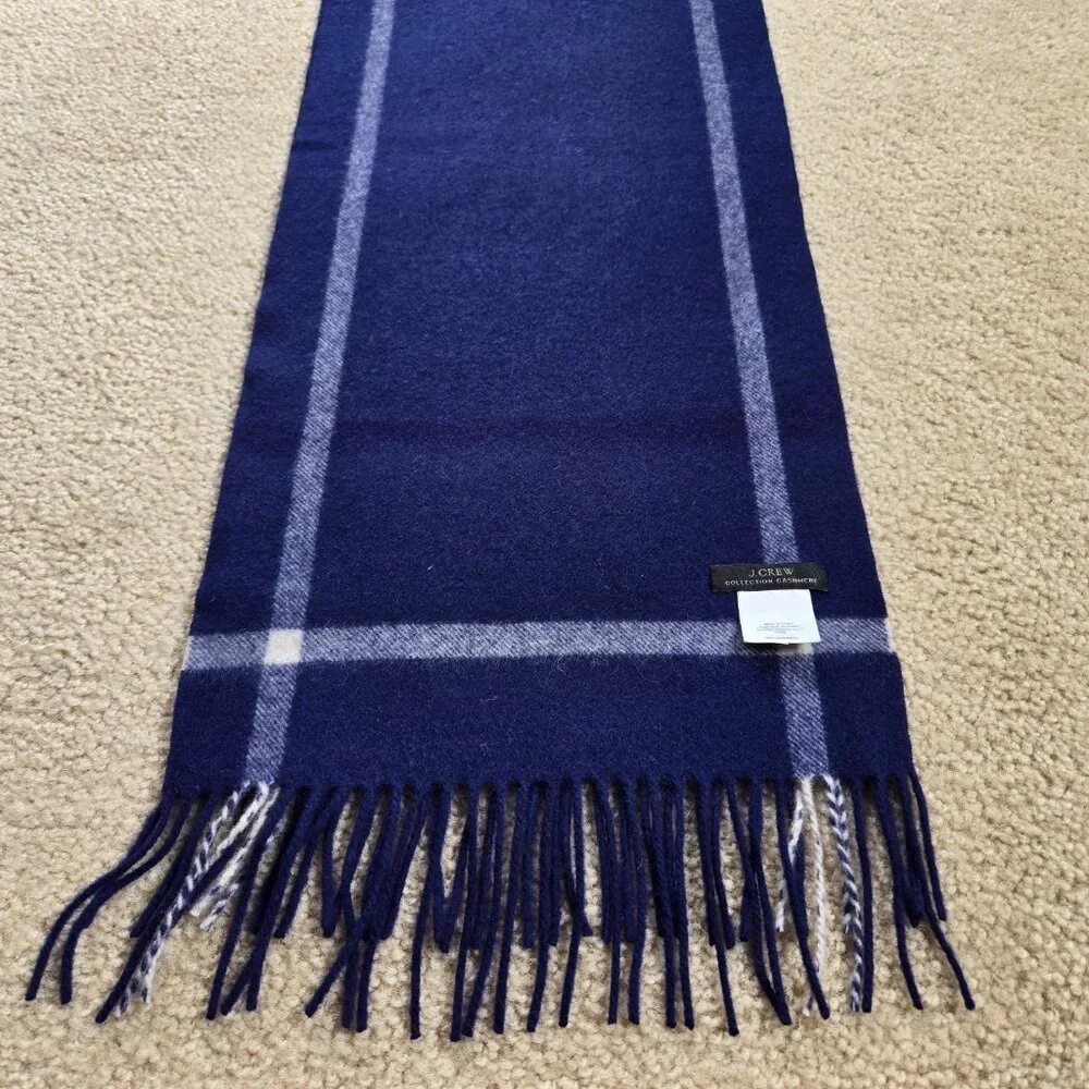 NWOT J. Crew Collection Cashmere Scarf Blue White