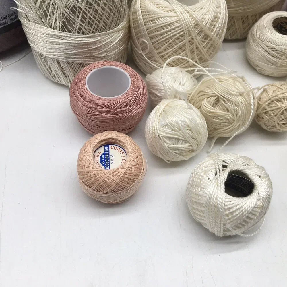Mixed Tatting Crochet Thread Lot Solid Clarks, Lily, DeLuxe, J&P DMC Aunt Lydia’