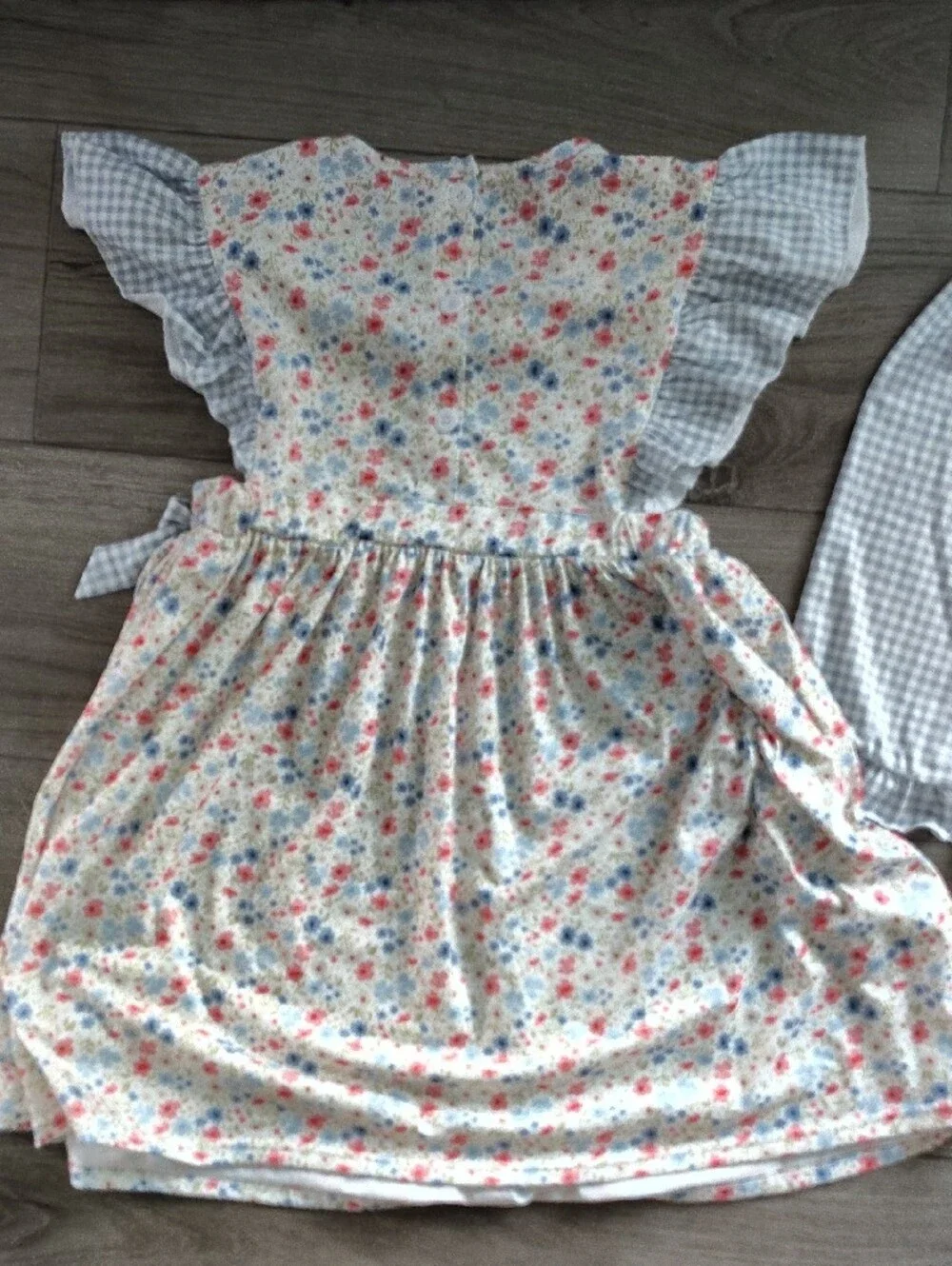 Blue Floral Gingham Ruffle Dress with Matching Shorts - Kids