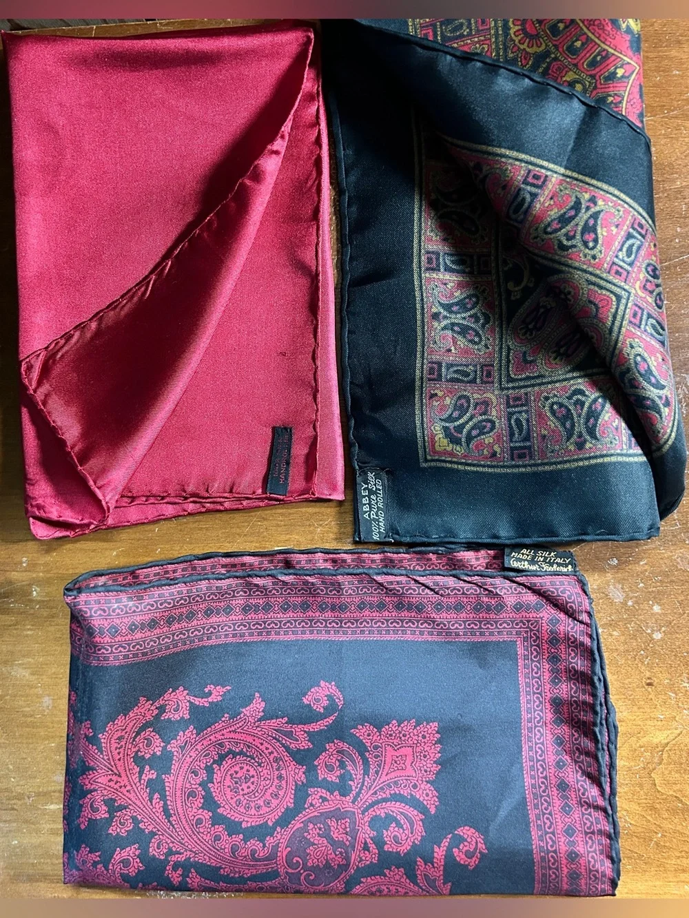 Hand rolled three silk